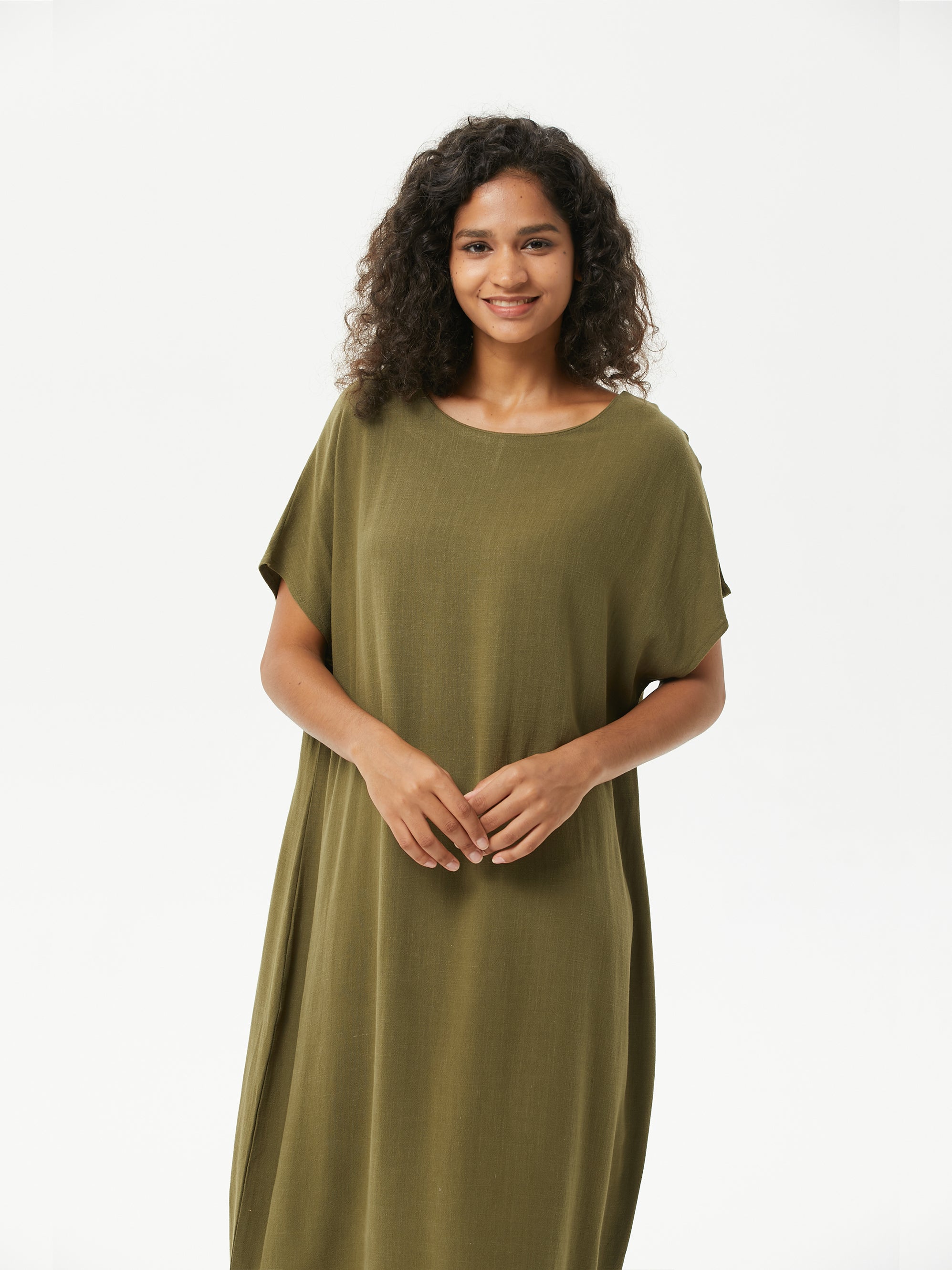 Plus Size】Cotton Short Sleeve Loose Casual Maxi Dress – Cozinen