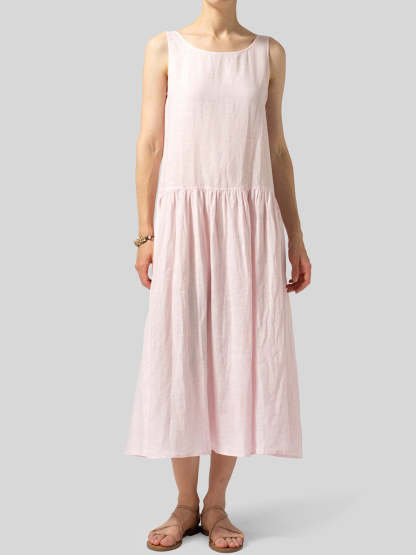 COZINEN Women's Solid Color Separable Double Layer Long Dress Set