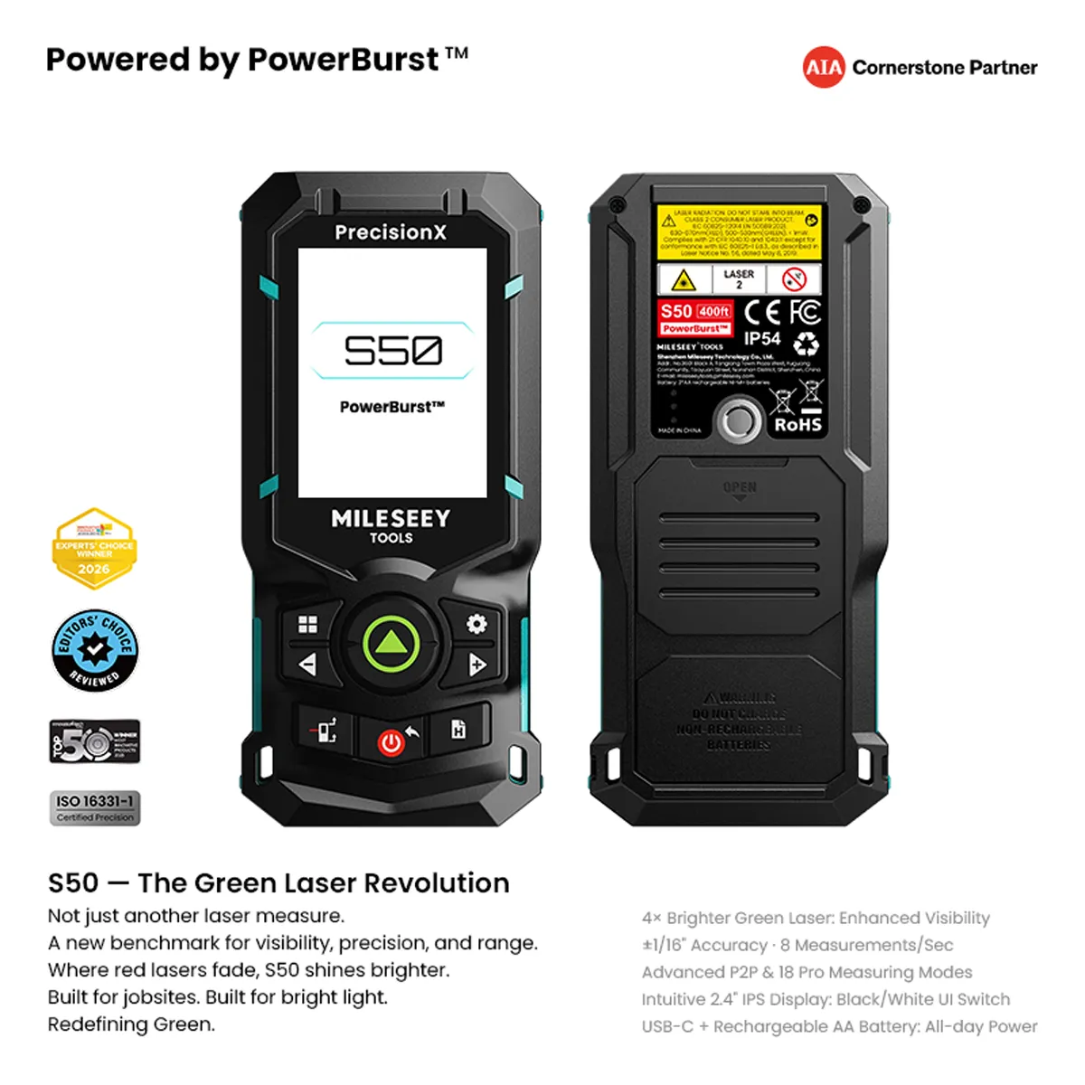 S50 Green-Beam Laser Measure | Wholesale (MOQ 100)