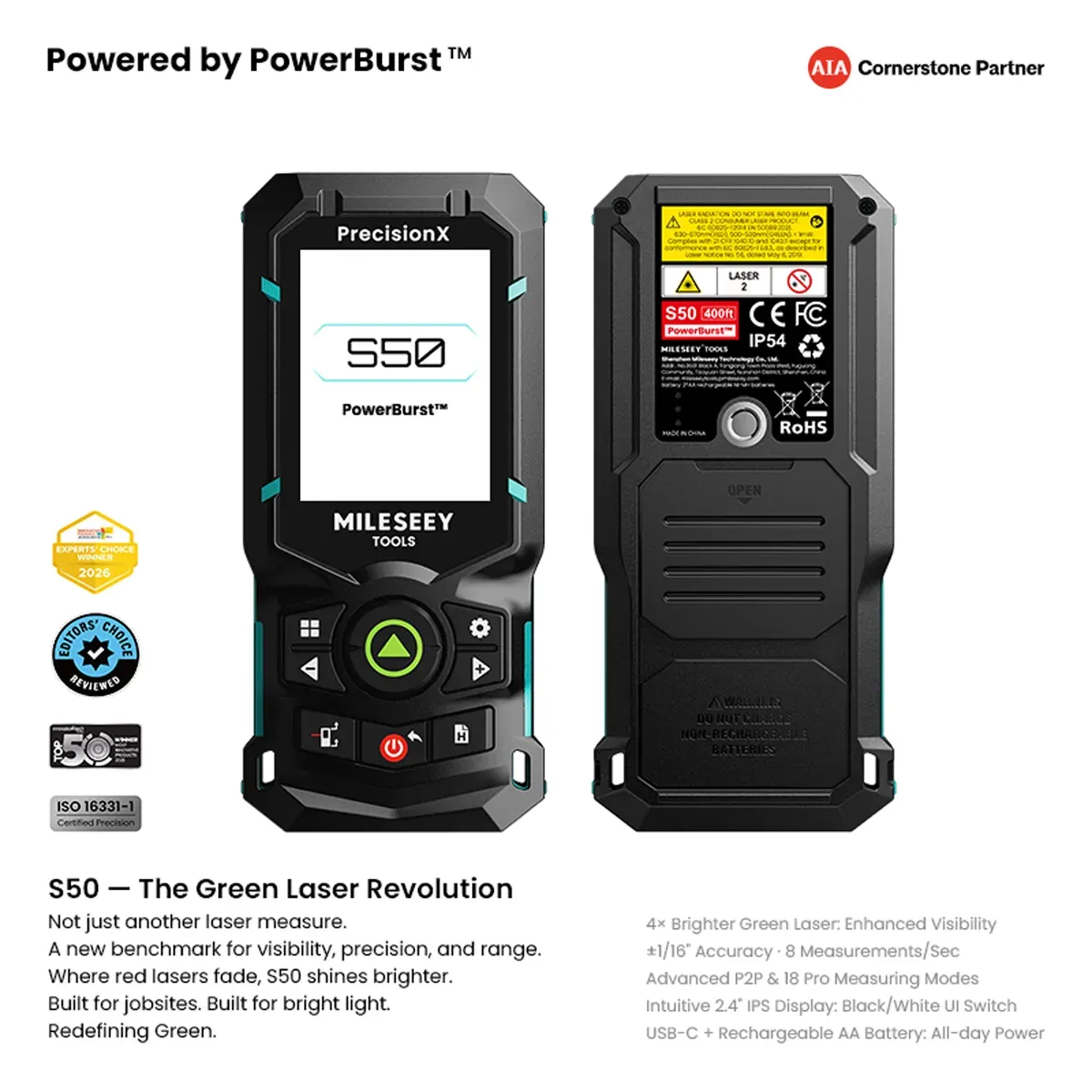 S50 Green-Beam Laser Measure | Wholesale (MOQ 100)