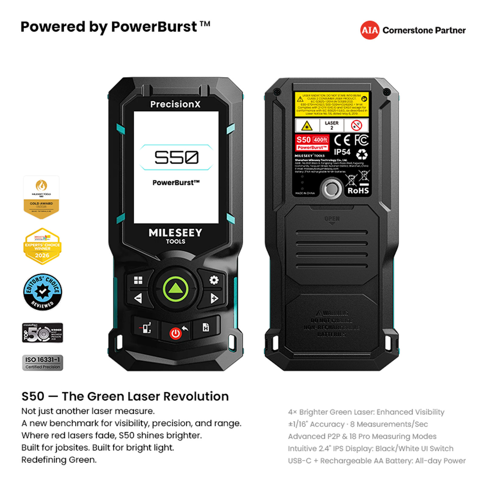 S50 Green-Beam Laser Measure | Wholesale (MOQ 100)