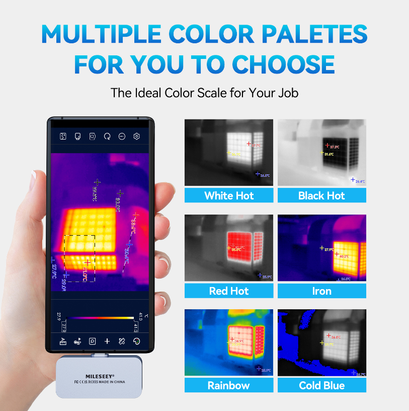 MILESEEY TR256i thermal camera for Android color palettes