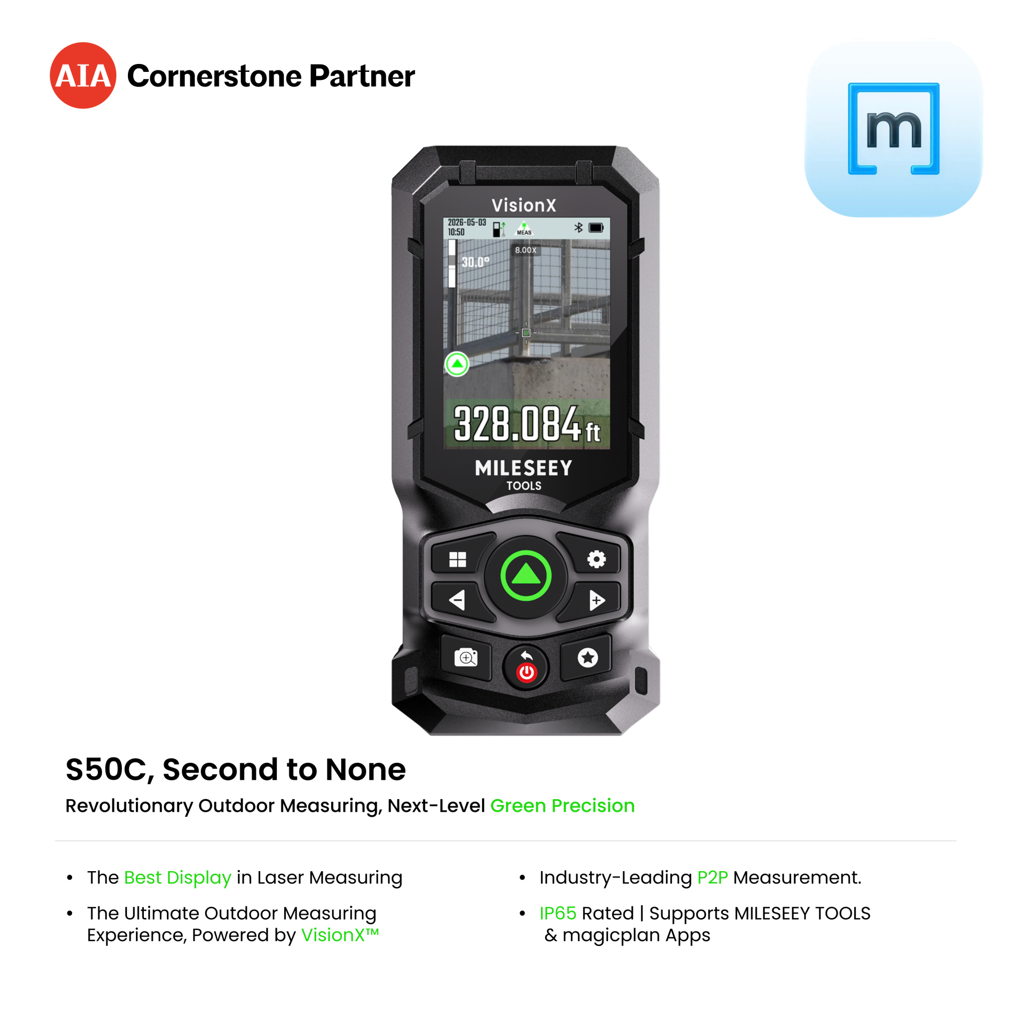 MILESEEY S50C Green Laser Measure with Camera
