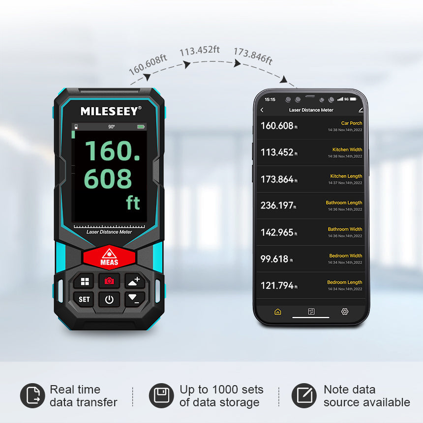 Mileseey S7 Outdoor Laser Distance Meter with Camera Viewfinder P2P Measure  and Bluetooth