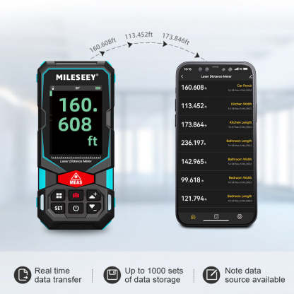 Mileseey S7 Outdoor Laser Measuring Tool connected with smatr APP