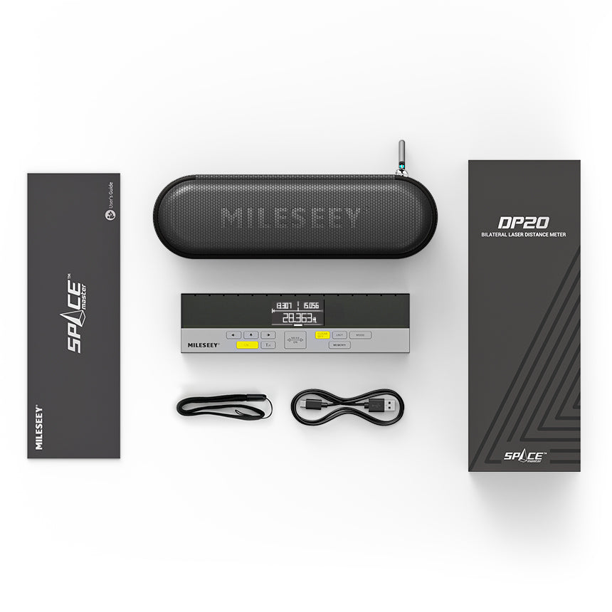 Mileseey DP20 Pro Smart Bilateral Laser Measurer with OLED Display and Bluetooth package