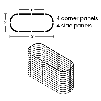 Assembly illustrations of 32" tall 5x2 raised planter box-Vegega