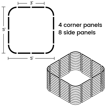 Illustrations vectors of 32" tall 5x5 raised garden bed-Vegega