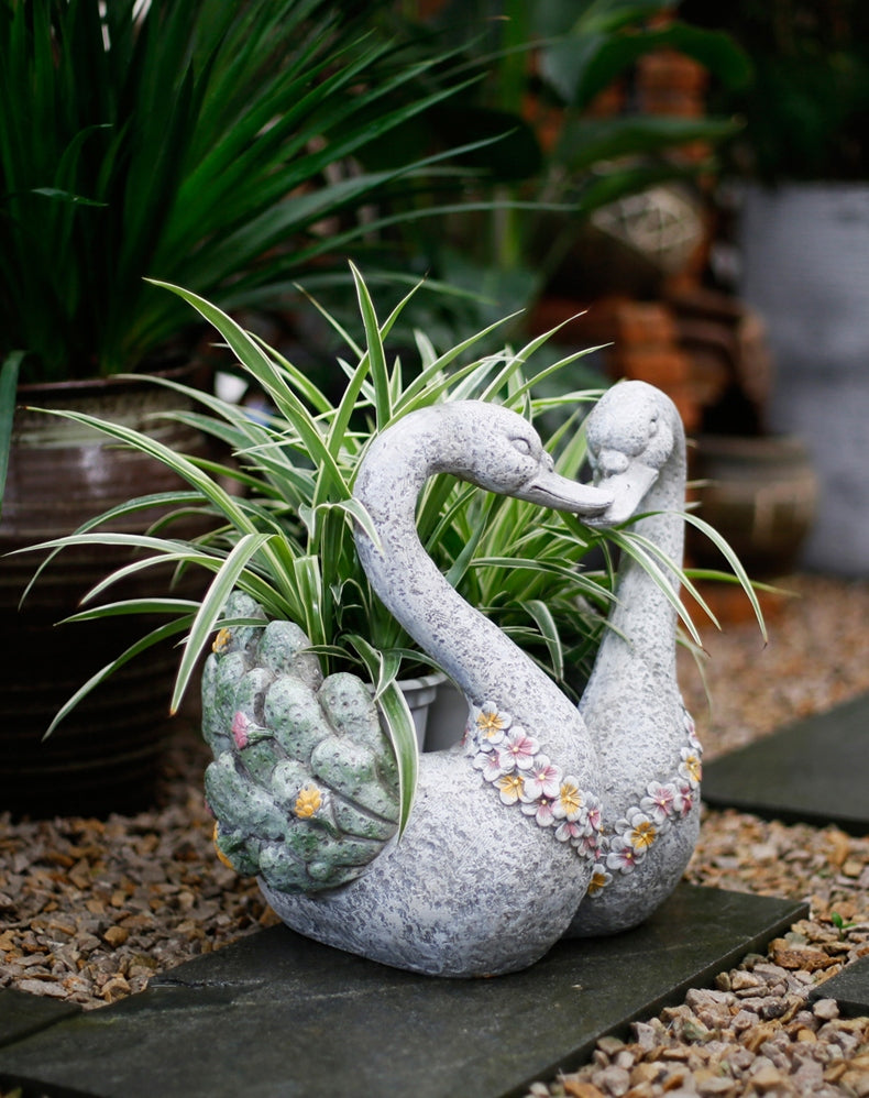 Swan Lovers Flower Pot, Extra Large Animal Statue for Garden Ornament, Swan Lovers Statues, Villa Courtyard Decor, Outdoor Decoration Ideas, Garden Ideas