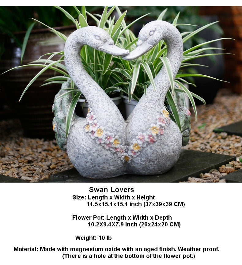 Swan Lovers Flower Pot, Extra Large Animal Statue for Garden Ornament, Swan Lovers Statues, Villa Courtyard Decor, Outdoor Decoration Ideas, Garden Ideas