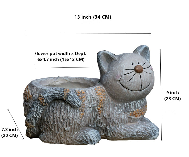 Cat Statue, Sitting Cat Flower Pot Statue, Pet Statue for Garden Courtyard Decoration, Villa Outdoor Decor Gardening Ideas