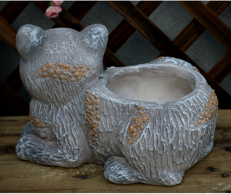 Cat Statue, Sitting Cat Flower Pot Statue, Pet Statue for Garden Courtyard Decoration, Villa Outdoor Decor Gardening Ideas