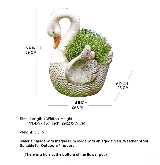 Large Swan Flower Pot for Garden, Swan Statue, Animal Statue for Garden Courtyard Ornament, Villa Outdoor Decor Gardening Ideas