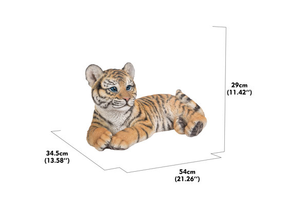 Baby Tiger Cub Laying Down Statue