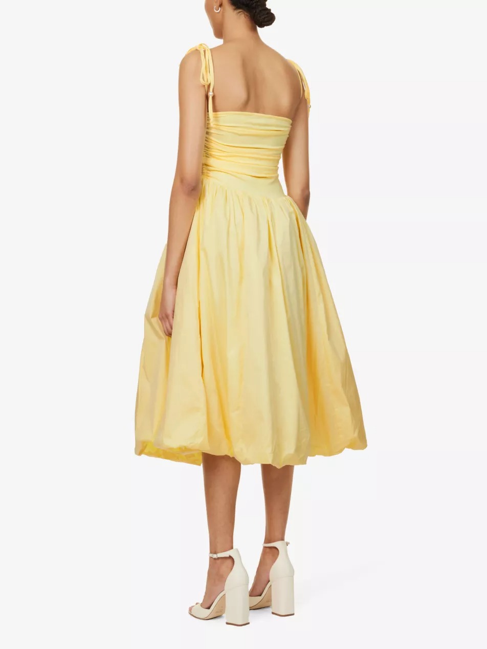 Toby Puffball Ruched Midi Dress