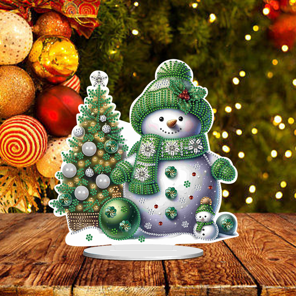 DIY Acrylic Winter Snowman Diamond Painting Desktop Decor Kit