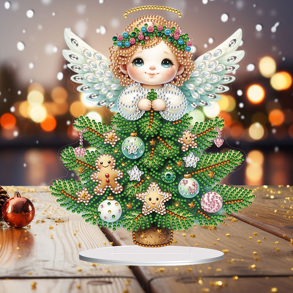 5D DIY Special Shape Diamond Painting Angel Tree Desk Ornament Decor Kit