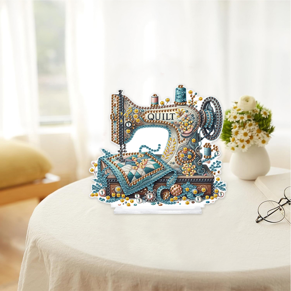 Sewing Machine Special Shaped 5D DIY Diamond Art Kit Tabletop Decorations for Adults