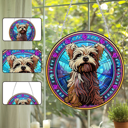 DIY Diamond Painting Art Pendant Colorful Animal Hanging Ornament Kit(Puppy)