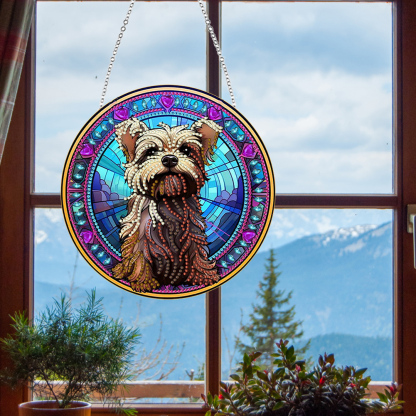 DIY Diamond Painting Art Pendant Colorful Animal Hanging Ornament Kit(Puppy)