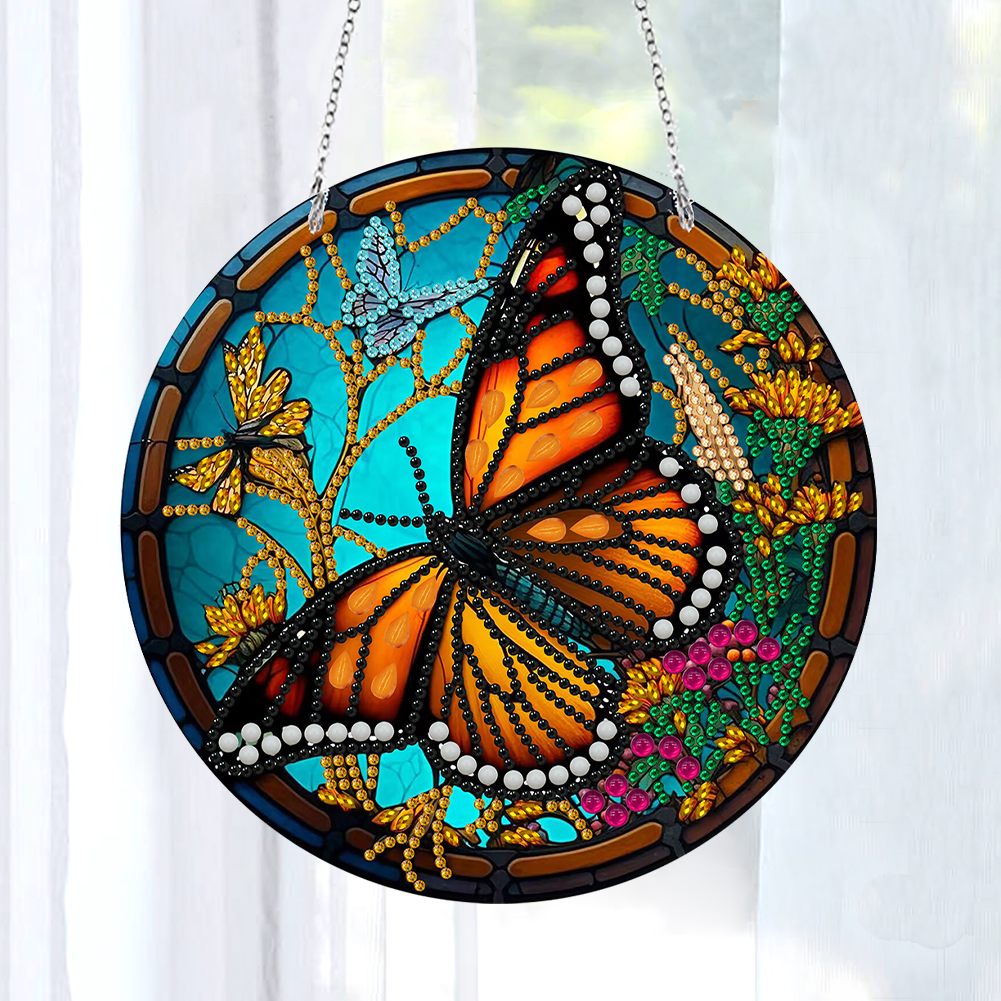 DIY Crystal Diamond Painting Butterfly Pendant Home Garden Hanging Kit