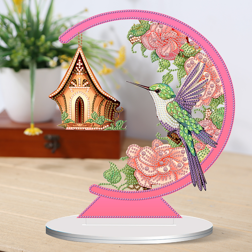 5D DIY Diamond Painting Special Shape Desk Ornament Flower Bird Decor Kit