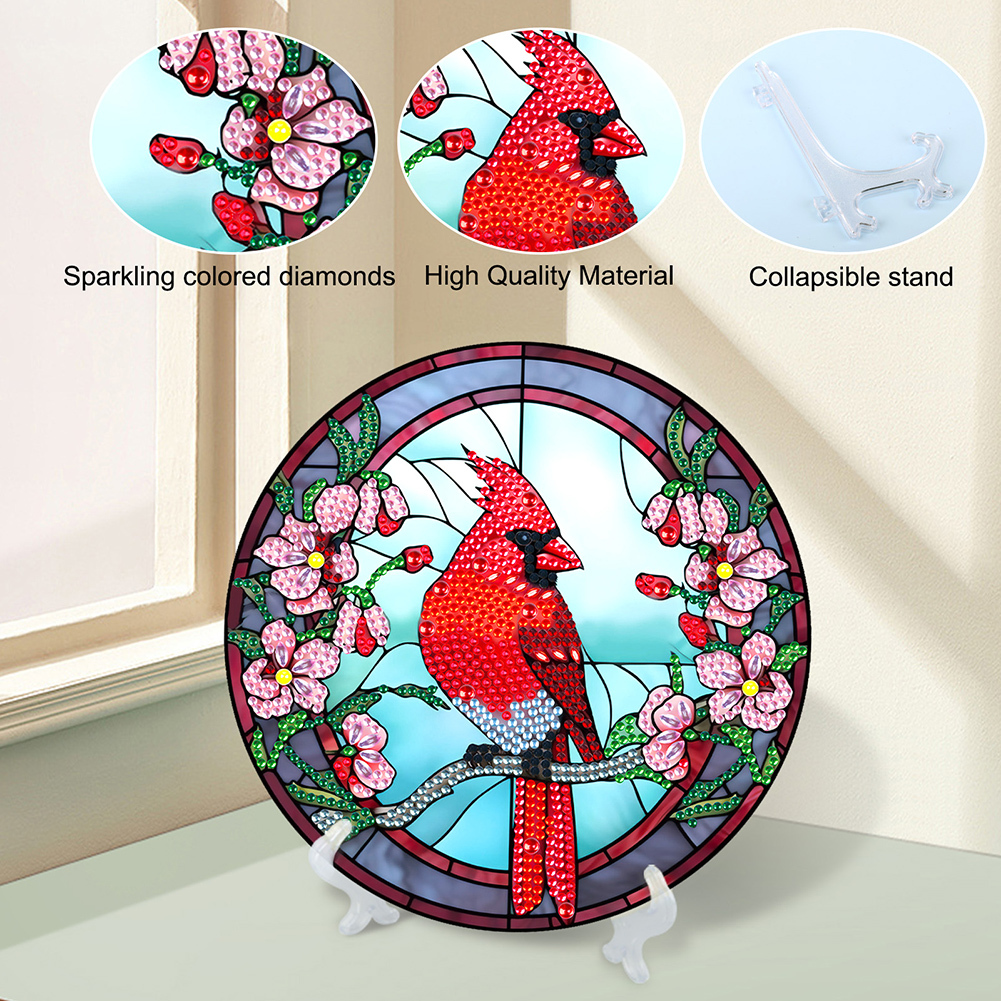 DIY Diamond Painting Wooden Crystal Desktop Ornament Kit (Cardinals)