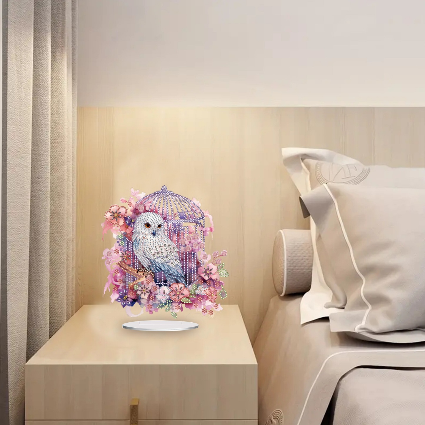 5D DIY Special Shape Diamond Painting Desk Ornament Flower Cage Owl Decor Kit