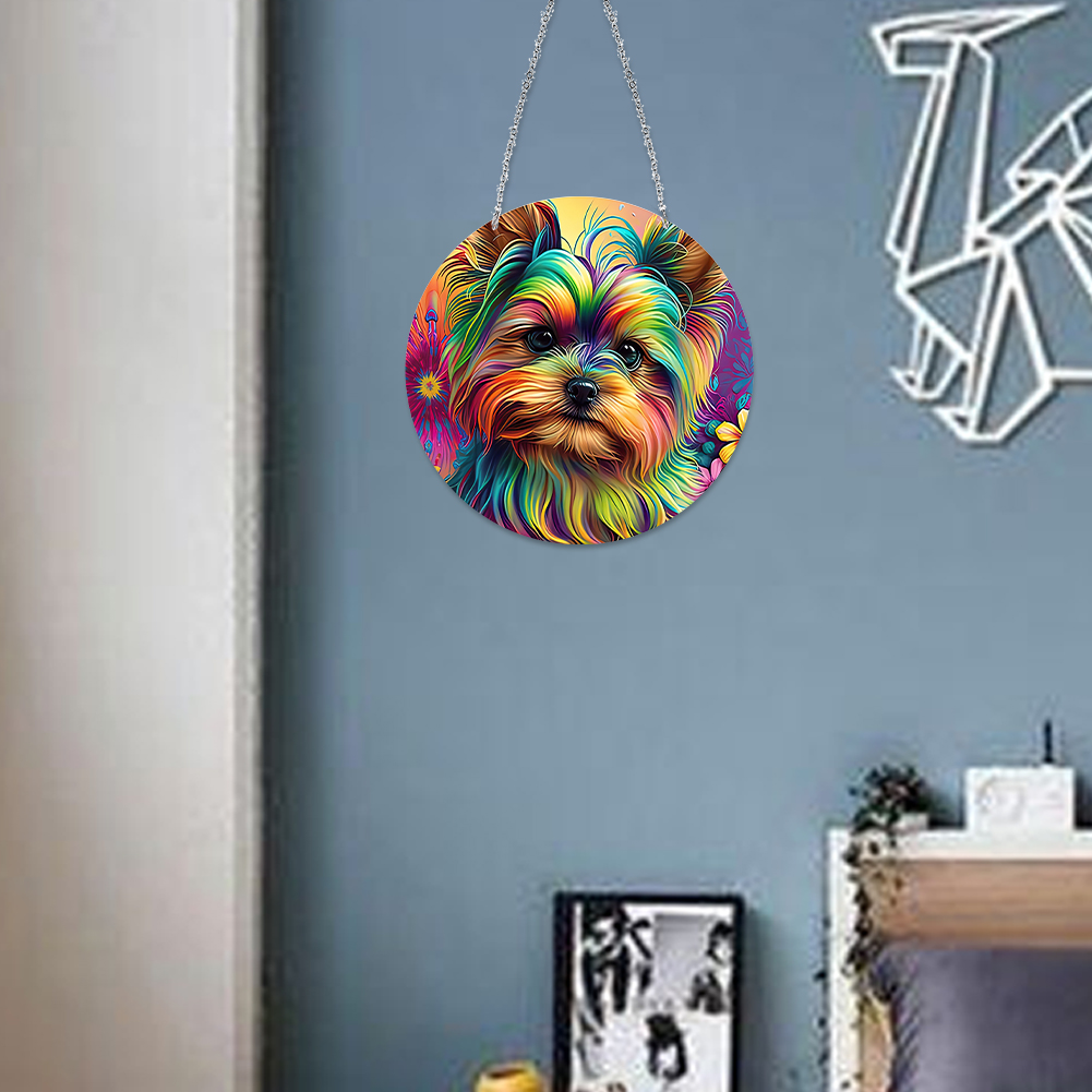 DIY Crystal Diamond Painting Dog Pendant Home Garden Hanging Kit