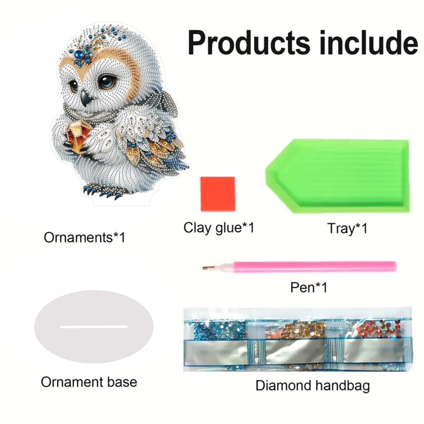 5D DIY Special Shape Diamond Painting Desk Ornament Owl Decor Kit