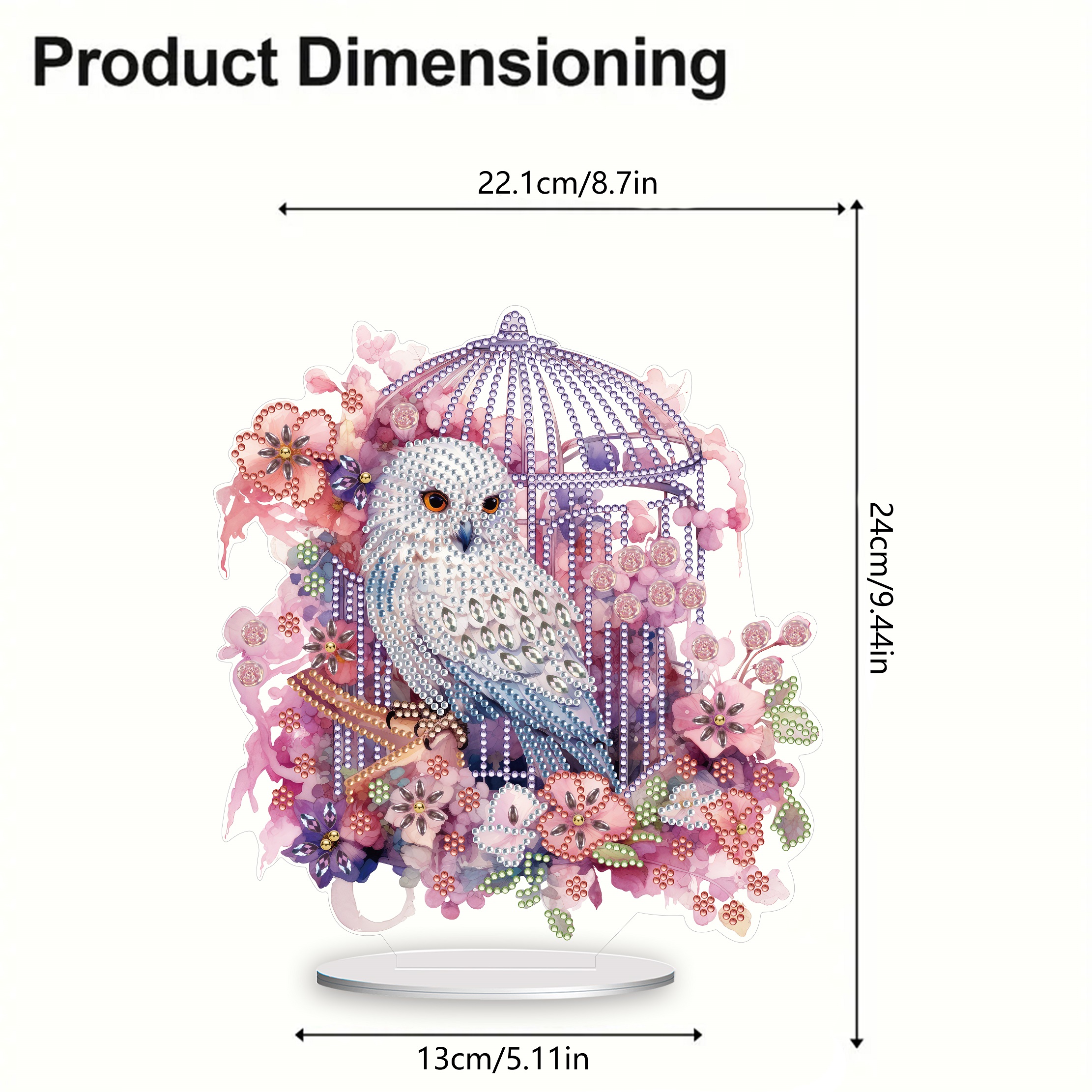 5D DIY Special Shape Diamond Painting Desk Ornament Flower Cage Owl Decor Kit