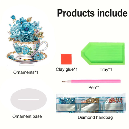 DIY Acrylic Special Shaped Flower Cup Table Top Diamond Painting Ornament Kits