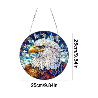 (Upgrade Size)DIY Diamond Painting Stained Glass Panel Decorative Home Garden Decoration Hanging Kit(Eagle)