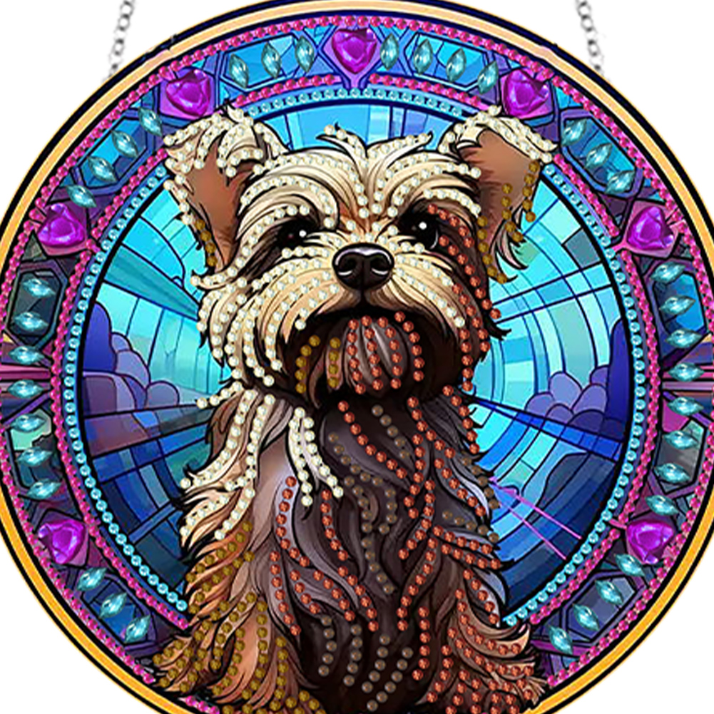 DIY Diamond Painting Art Pendant Colorful Animal Hanging Ornament Kit(Puppy)