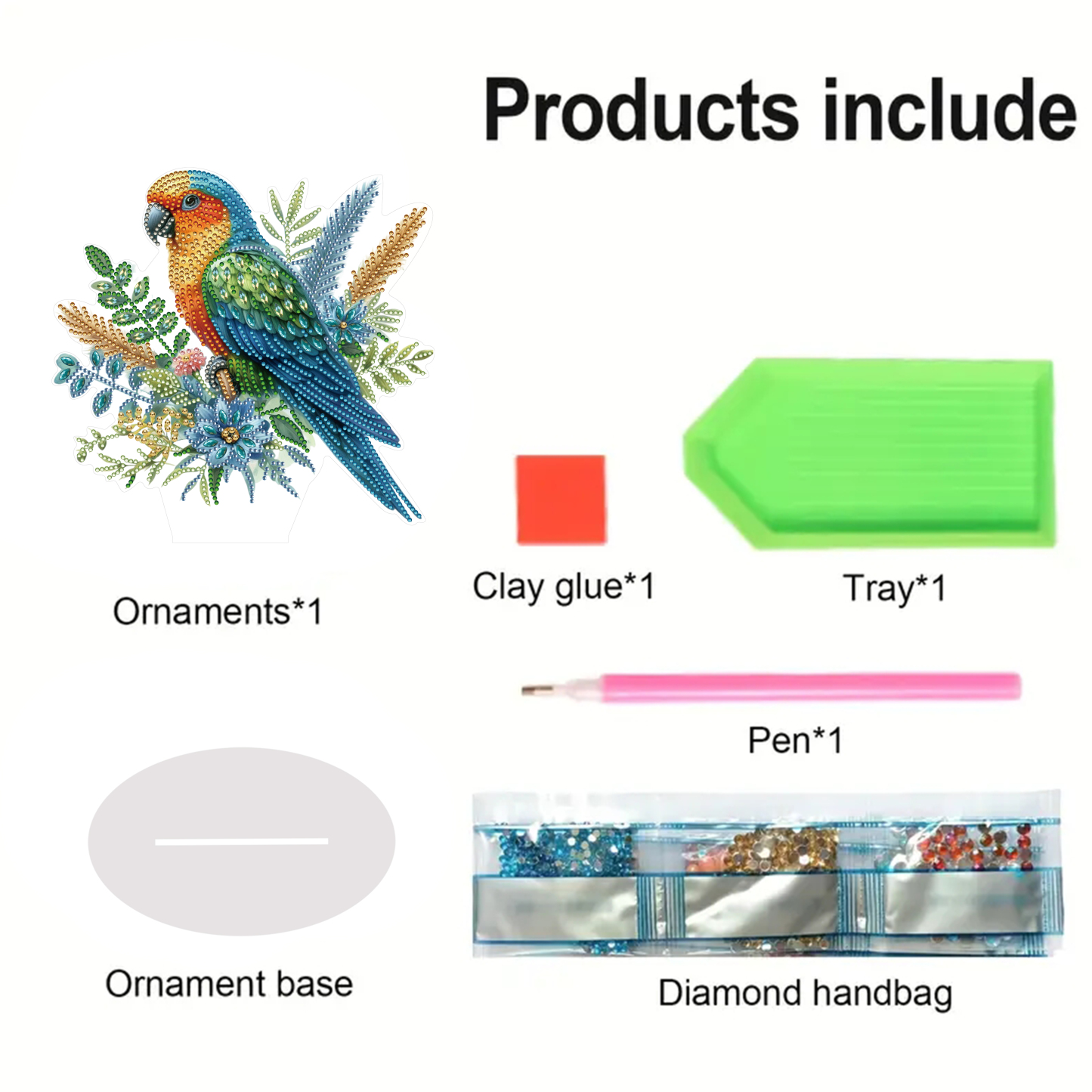 5D DIY Special Shape Diamond Painting Desk Ornament Parrot Decor Kit
