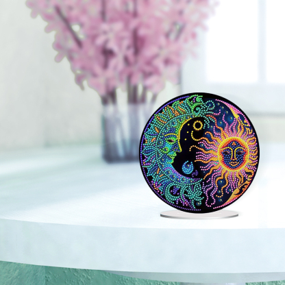 DIY Acrylic Sun and Moon Diamond Painting Desktop Ornament Kit