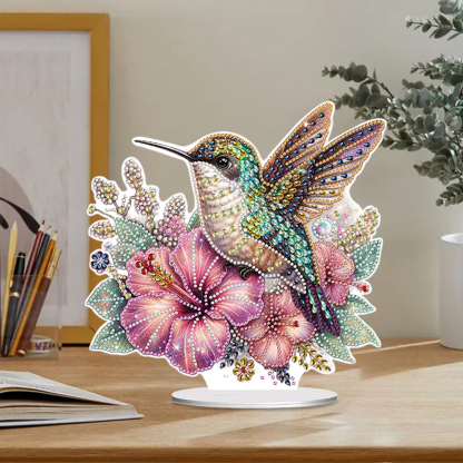 DIY Diamond Painting Special Shape Flower Hummingbird Desktop Diamond Art Kit