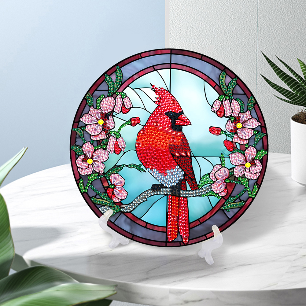 DIY Diamond Painting Wooden Crystal Desktop Ornament Kit (Cardinals)
