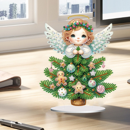 5D DIY Special Shape Diamond Painting Angel Tree Desk Ornament Decor Kit