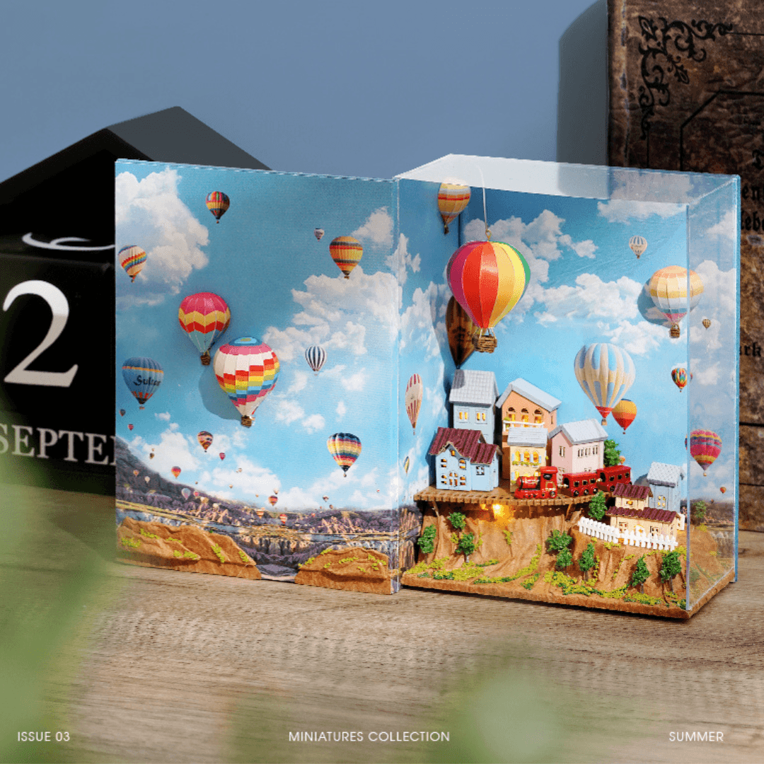 Hot Air Balloon & Journal of Venice Book Nook 3D Wooden Puzzle