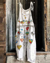 Women's Hummingbird  Pattern Loose Casual Jumpsuit
