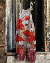 Floral Print Loose Casual Jumpsuit