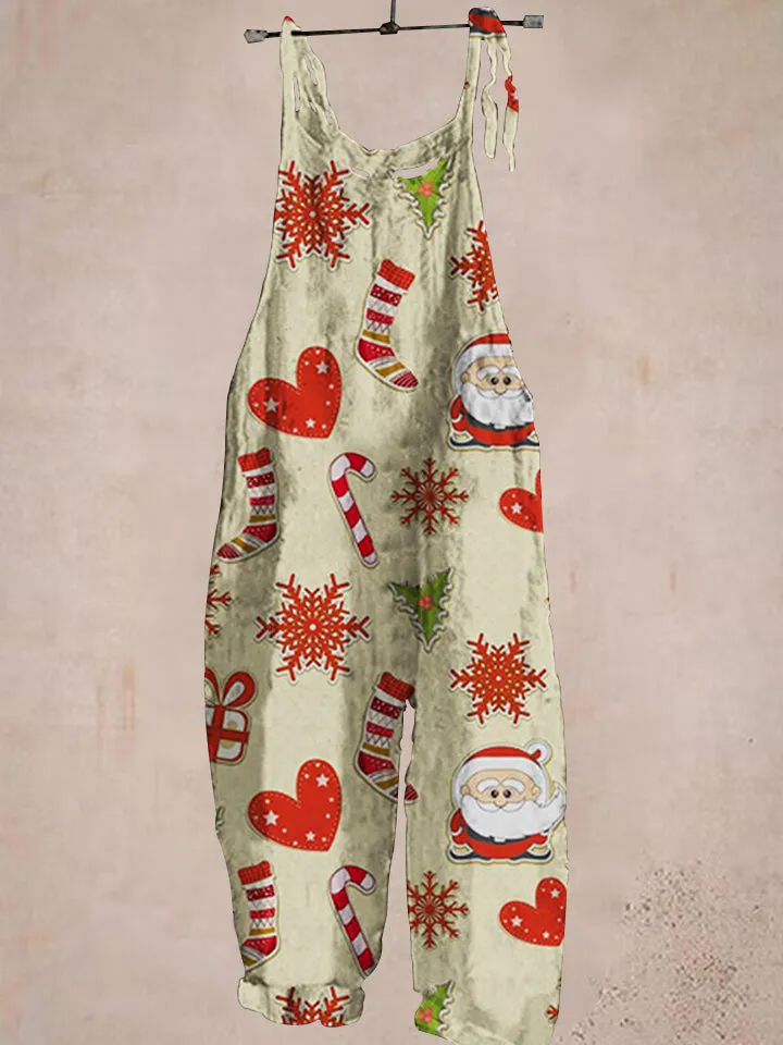 Christmas Khaki Print Jumpsuit