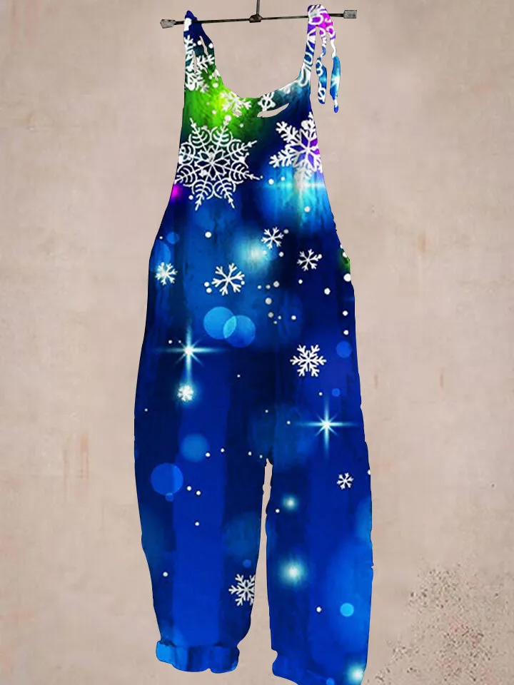 Christmas Fancy Blue Print Jumpsuit