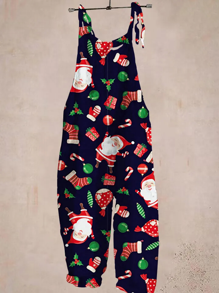 Christmas Print Vintage Casual Jumpsuit