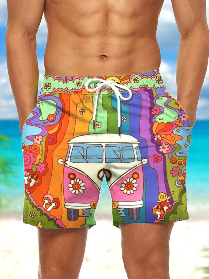 Men's Hippie Print Holiday Shorts