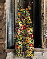 Women's  Floral Print Loose Casual Jumpsuit