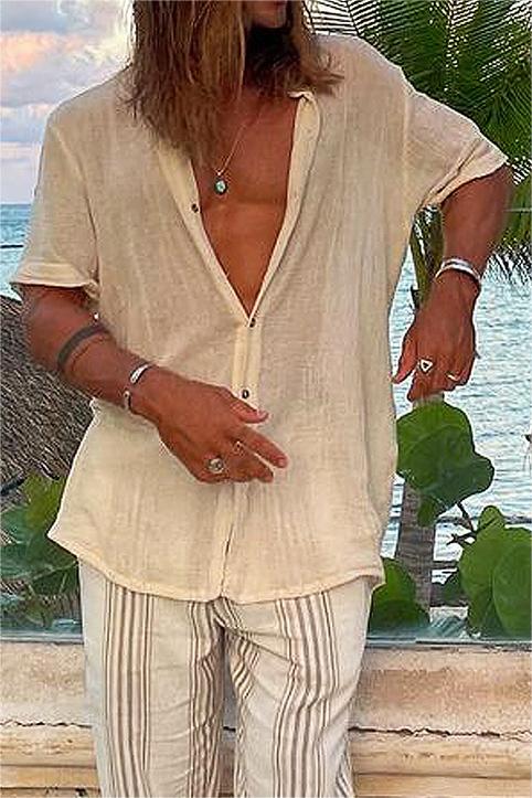 Solid Color Beach Style Loose Shirt Cardigan