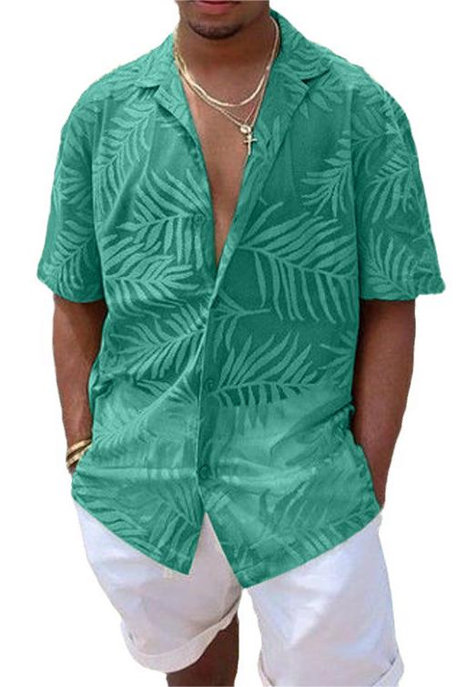 Leaf Print Cutout Shirt