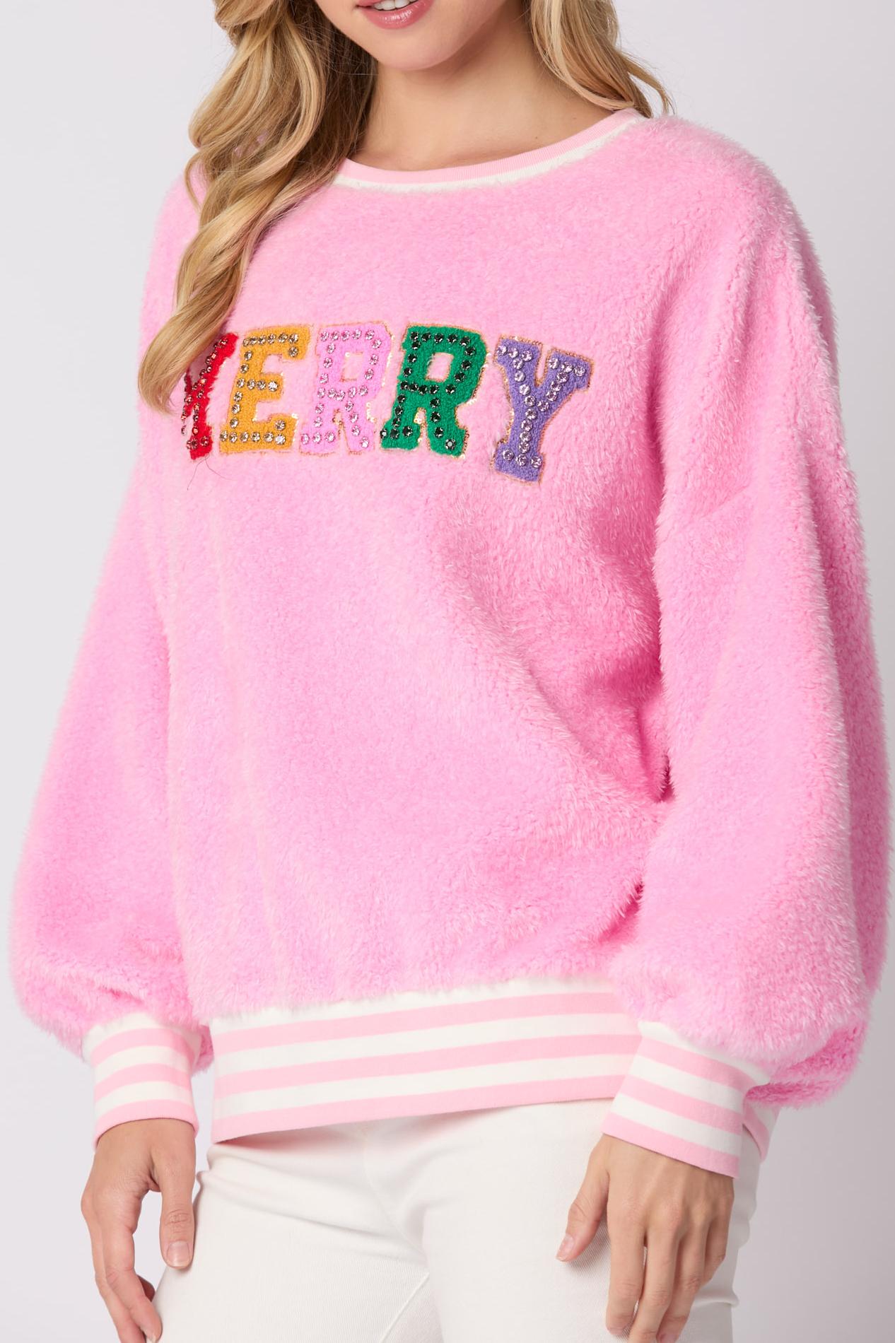 Christmas Lettering Long Sleeve Crewneck Sweatshirt